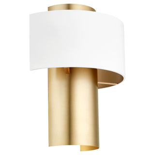 Buy studio-white-w-aged-brass Half Drum Sconce Outdoor (Damp) Sconce by Quorum
