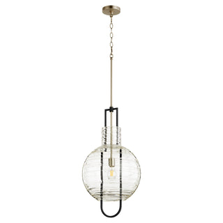 Buy textured-black-w-satin-nickel Textured Glass Pendants Outdoor (Damp) Pendant by Quorum