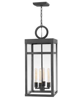 Buy aged-zinc-with-clear-glass-and-clear-shade Porter Outdoor (Damp) Chandelier by Hinkley
