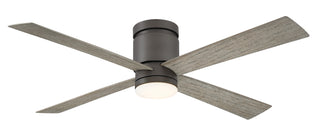 Buy matte-greige-finish-with-weathered-wood-blades 4-Blades Kwartet Outdoor (Damp) Hugger Ceiling Fan with Light by Fanimation