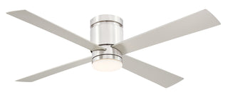 Buy brushed-nickel-finish-with-brushed-nickel-blades 4-Blades Kwartet Outdoor (Damp) Hugger Ceiling Fan with Light by Fanimation