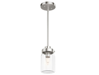 Buy brushed-nickel-with-clear-glass-and-clear-shade Devon Park Pendant by Hunter