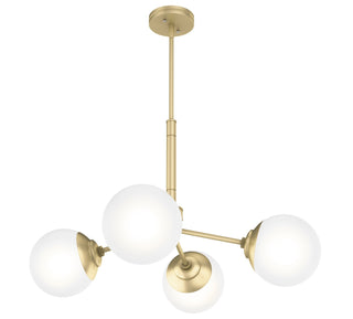 Buy modern-brass-with-cased-white-glass-and-white-shade Hepburn Chandelier by Hunter