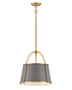 Lacquered Dark Brass with Metal Glass and Silver/Gray Shade