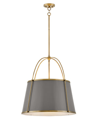 Buy lacquered-dark-brass-with-metal-glass-and-silver-gray-shade Clarke Chandelier by Hinkley
