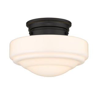Buy matte-black-with-vintage-milk-glass-glass-and-white-shade Ingalls Outdoor (Damp) Semi Flush Mount Light by Golden