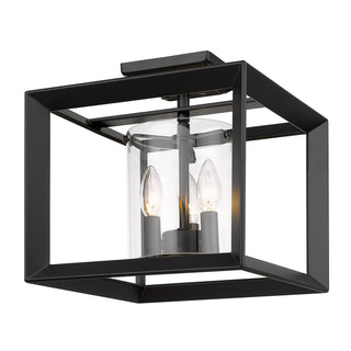 Buy matte-black-with-clear-glass-glass-and-clear-shade Smyth Outdoor (Damp) Semi-Flush Mount Ceiling Light by Golden