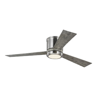 Buy brushed-steel-finish-with-light-grey-weathered-oak-blades Clarity Hugger Ceiling Fan with Light by Generation Lighting