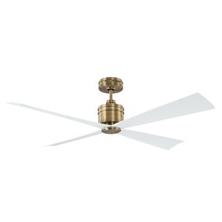 Buy hand-rubbed-antique-brass-and-matte-white-4lncr56hab 4-Blade Launceton Ceiling Fan by Visual Comfort Fan