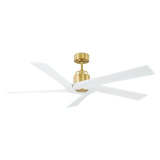 Buy burnished-brass-finish-with-matte-white-blades 5-Blades Aspen Outdoor (Damp) Ceiling Fan (Light Kit Available) by Visual Comfort Fan