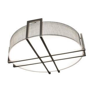 Buy satin-nickel-with-grey-linen-glass-and-silver-gray-shade Lambert Outdoor (Damp) Flush Mount Ceiling Light by AFX Lighting