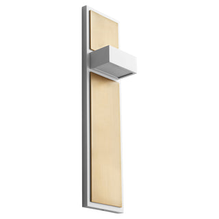 Buy white-aged-brass-with-white-glass-and-white-shade Guapo Outdoor (Damp) Sconce by Quorum
