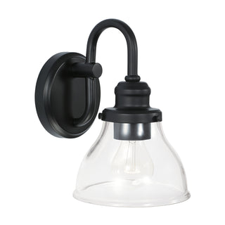 Buy matte-black-with-clear-glass-glass-and-clear-shade Baxter Outdoor (Damp) Wall Sconce by Capital Lighting