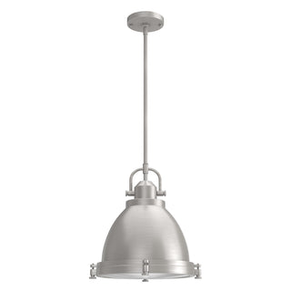 Buy brushed-nickel-with-clear-holophane-glass Bridgemoor Pendant by Hunter