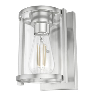 Buy brushed-nickel-with-clear-glass-and-clear-shade Astwood Sconce by Hunter