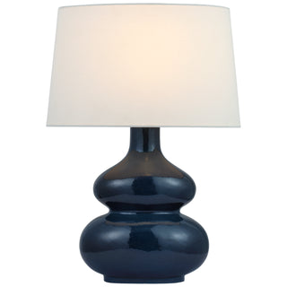 Buy mixed-blue-brown-with-15-x-17-x-10-5-linen-oval-glass-and-white-shade Lismore Table Lamp by Visual Comfort Signature