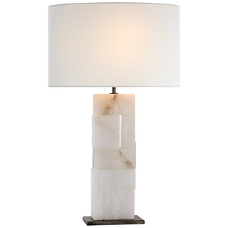 Buy alabaster-and-bronze-with-17-x-17-x-10-linen-glass Ashlar Table Lamp by Visual Comfort Signature