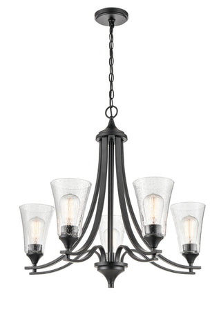 Buy matte-black-with-clear-seeded-glass-and-clear-seedy-shade Natalie Chandelier by Millennium