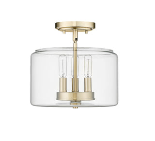 Buy modern-gold-with-clear-glass-and-clear-shade Asheville Semi-Flush Mount Ceiling Light by Millennium