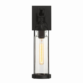Buy satin-black-with-clear-glass-and-clear-shade Yasmin Outdoor (Wet) Wall Lantern by Eurofase