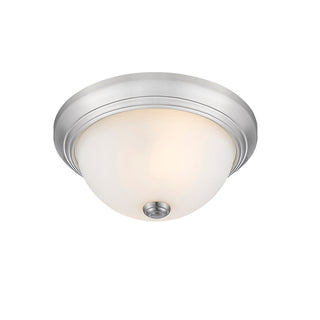 Buy brushed-nickel-with-etched-white-glass-and-white-shade Outdoor (Damp) Flush Mount Light by Millennium