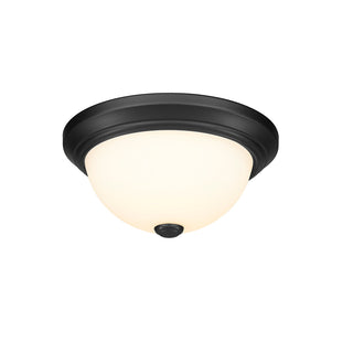 Buy matte-black-with-etched-white-glass-and-white-shade Outdoor (Damp) Flush Mount Light by Millennium