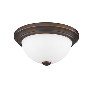 Buy rubbed-bronze-with-etched-white-glass-and-white-shade Outdoor (Damp) Flush Mount Light by Millennium