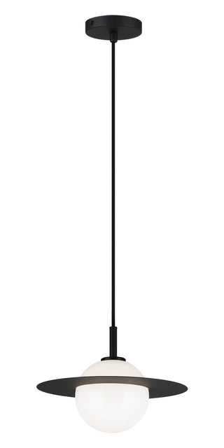 Buy black-opal-glass-and-opal-shade Saturn Pendant by Matteo Lighting