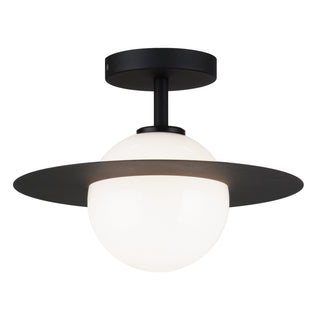 Buy black-opal-glass-and-opal-shade Saturn Flush Mount Ceiling Light by Matteo Lighting