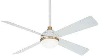 Buy flat-white-and-soft-brass-finish-with-flat-white-blades Orb Ceiling Fan with Light by Minka Aire