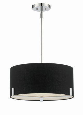Buy chrome-with-black-linen-glass-and-black-shade Westboro Boulevard Outdoor (Damp) Pendant by Minka-Lavery