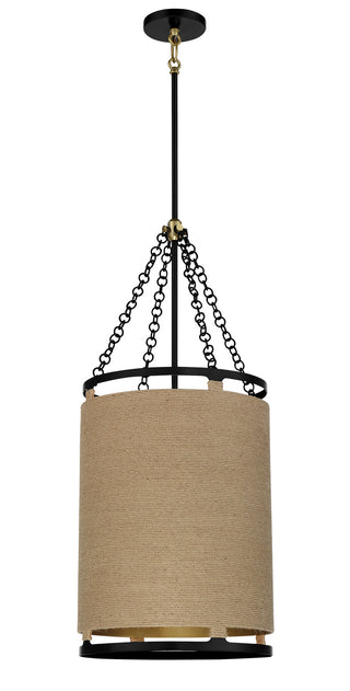 Buy coal-and-soft-brass-and-woven-natural-shade Windward Passage Outdoor (Damp) Pendant by Minka-Lavery