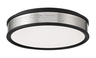 Buy coal-and-brushed-nickel-with-white-glass-and-white-shade Outdoor (Damp) Flush Mount Ceiling Light by Minka-Lavery