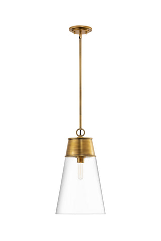 Buy rubbed-brass-with-clear-glass-and-clear-shade Wentworth Pendant by Z-Lite