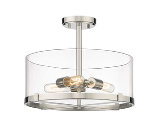 Buy polished-nickel-with-clear-glass-and-clear-shade Callista Outdoor (Damp) Semi-Flush Mount Ceiling Light by Z-Lite