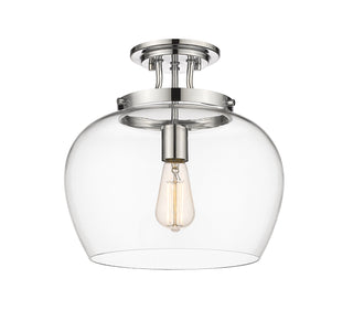 Buy chrome-with-clear-glass-and-clear-shade Joliet Outdoor (Damp) Semi-Flush Mount Ceiling Light by Z-Lite