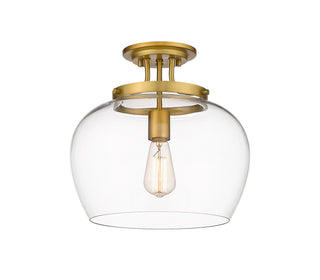Buy olde-brass-with-clear-glass-and-clear-shade Joliet Outdoor (Damp) Semi-Flush Mount Ceiling Light by Z-Lite
