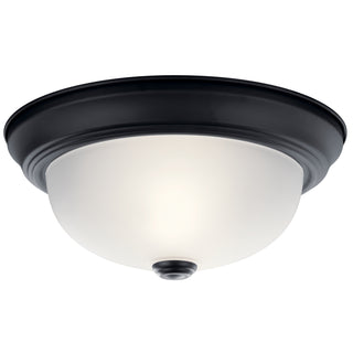 Buy black-with-clear-satin-etched-glass-and-white-shade Flush Mount Ceiling Light by Kichler