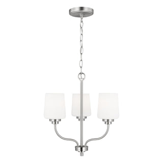 Buy brushed-nickel-with-etched-white-inside-glass-and-white-shade Windom Outdoor (Damp) Chandelier by Generation Lighting