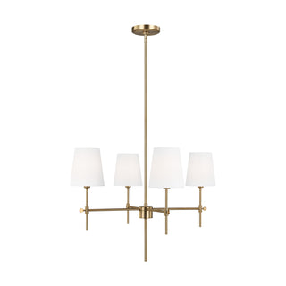 Buy satin-brass-with-white-linen-glass Baker Chandelier by Visual Comfort Studio