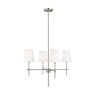 Buy brushed-nickel-with-white-linen-glass Baker Chandelier by Visual Comfort Studio