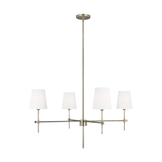 Buy antique-brushed-nickel-with-white-linen-glass Baker Chandelier by Visual Comfort Studio