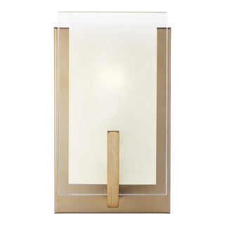 Buy satin-brass-with-clear-highlighted-satin-etched-glass-and-white-shade Syll Vanity by Visual Comfort Studio