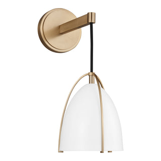 Buy satin-brass-with-matte-white-glass-and-white-shade Norman Vanity by Visual Comfort Studio
