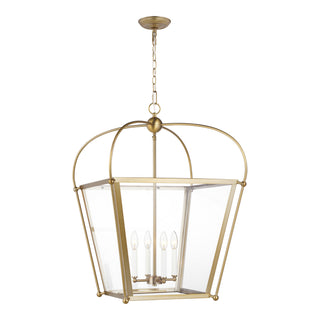 Buy satin-brass-with-clear-glass-and-clear-shade Charleston Outdoor (Damp) Foyer Light by Visual Comfort Studio