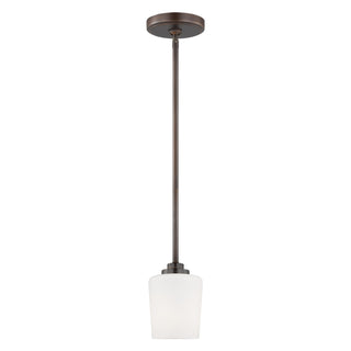 Buy bronze-with-etched-white-inside-glass-and-white-shade Windom Outdoor (Damp) Pendant by Generation Lighting