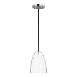 Buy chrome-with-matte-white-glass-and-white-shade Norman Outdoor (Damp) Mini Pendant by Visual Comfort Studio