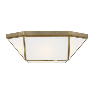 Buy satin-brass-with-smooth-white-glass-and-white-shade Morrison Outdoor (Damp) Flush Mount Ceiling Light by Visual Comfort Studio