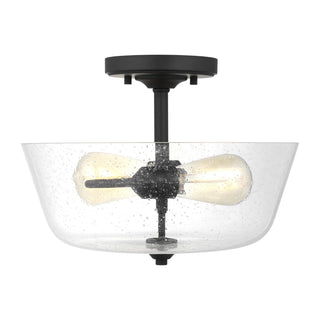 Buy midnight-black-with-clear-seeded-glass-and-clear-seedy-shade Belton Outdoor (Damp) Flush Mount Ceiling Light by Generation Lighting