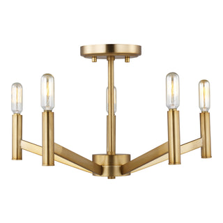 Buy satin-brass Vector Outdoor (Damp) Semi-Flush Mount Ceiling Light by Visual Comfort Studio